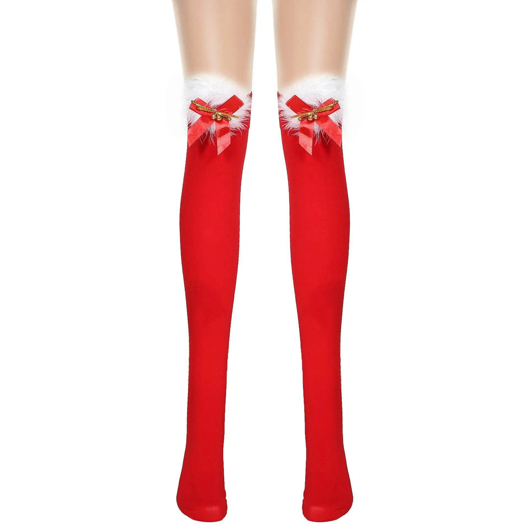 Thickened Women's Red Long Bow Christmas Stockings - EX-STOCK Canada