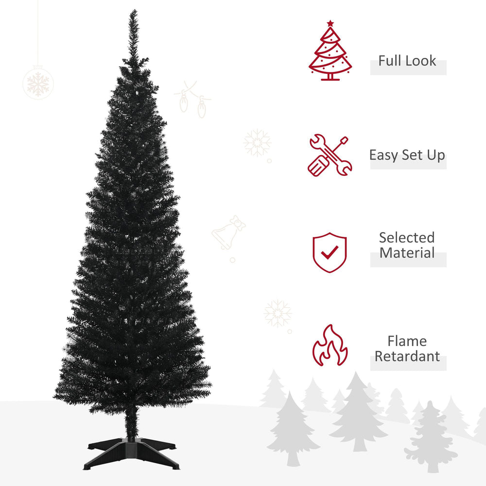 5FT Artificial Christmas Tree, Pencil Christmas Tree With Realistic Branches, Stable Stand, Black EX-STOCK Canada