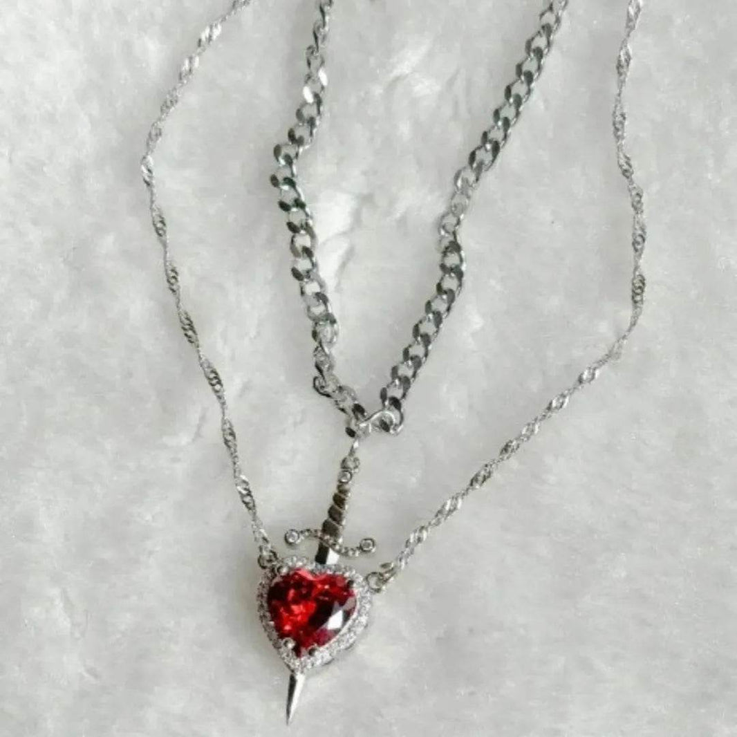 Red New Style Crystal Love Dagger Stylish Pendant Valentine Necklace gift - EX-STOCK Canada