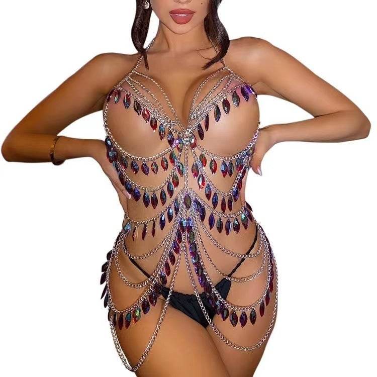 Lingerie Party Outfit – Geometric Pattern Polyester Dress for Women - EX-STOCK Canada