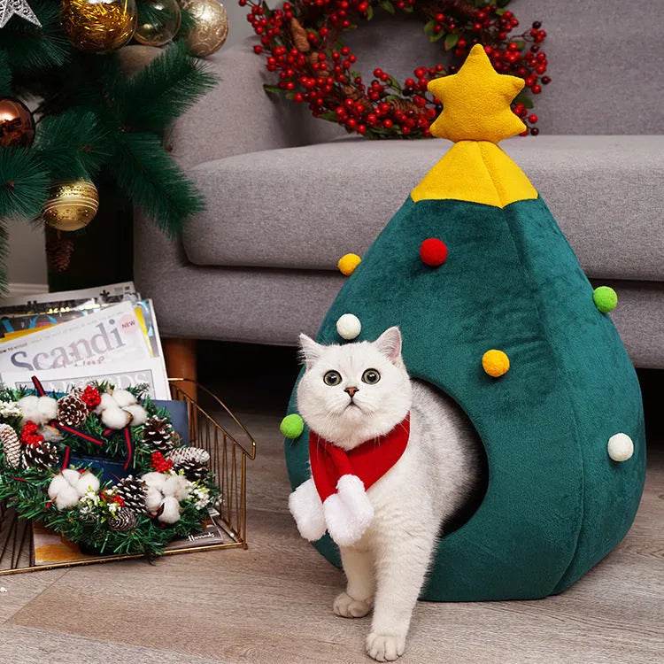 Pet Christmas Tree Cat Cat Bed Cat Mat Kennel Felt Litter Cat Supplies - EX-STOCK Canada