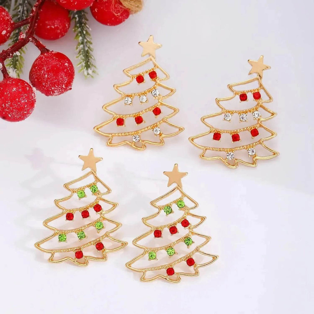 Christmas Earrings With Christmas Tree Colorful Zircon Christmas Tree Earrings For Women Personality Earrings Party Jewelry Christmas Gift - EX-STOCK Canada