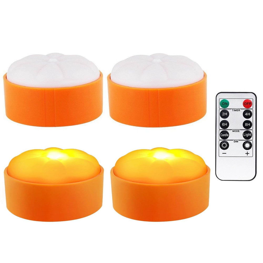 4 Pack Halloween LED Pumpkin Lights Battery Operated Halloween Decoration Lights With 2 Light Modes 4 Timer Setting Remorte Control For Party Pumpkin Decor - EX-STOCK Canada