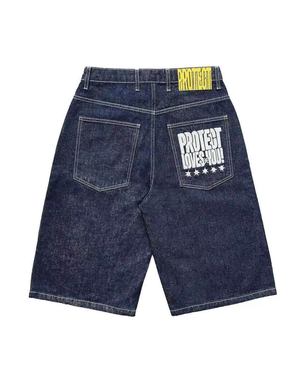 Full Embroidery Dark Blue Denim Shorts Men Jeans - EX-STOCK Canada