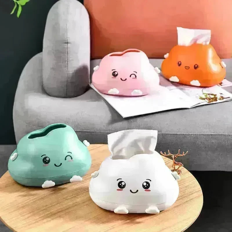Creative Cartoon Clouds Plastic Paper Napping Box Cute Desktop Bathroom Tissue Box - EX-STOCK CANADA