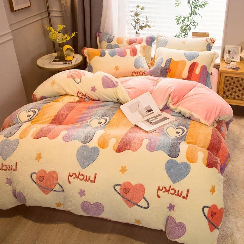 Ensemble de couette en lait simple épaissi housse de couette double faceEX-STOCK Canada