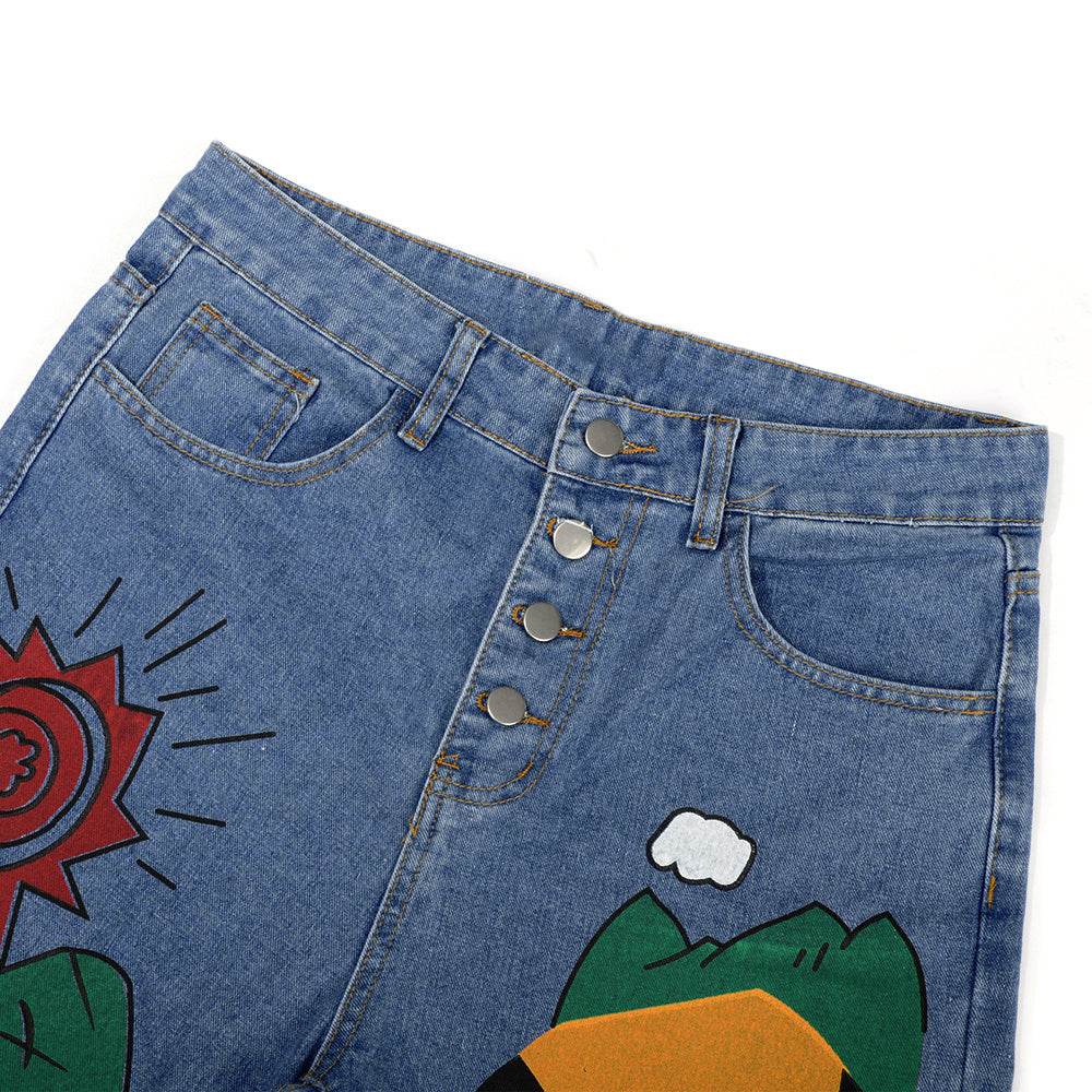 Cartoon Printed Jeans Pants Trousers For Women - EX-STOCK Canada