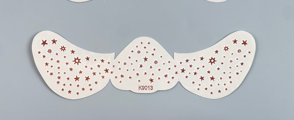 Mustache-shaped template with star patterns on a gray background