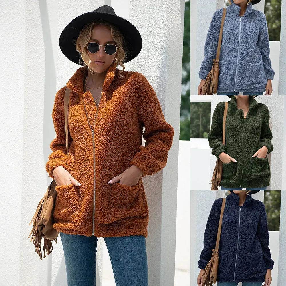 New Autumn Winter Zip up Plush Cardigan Sweater for Women - EX-STOCK Canada