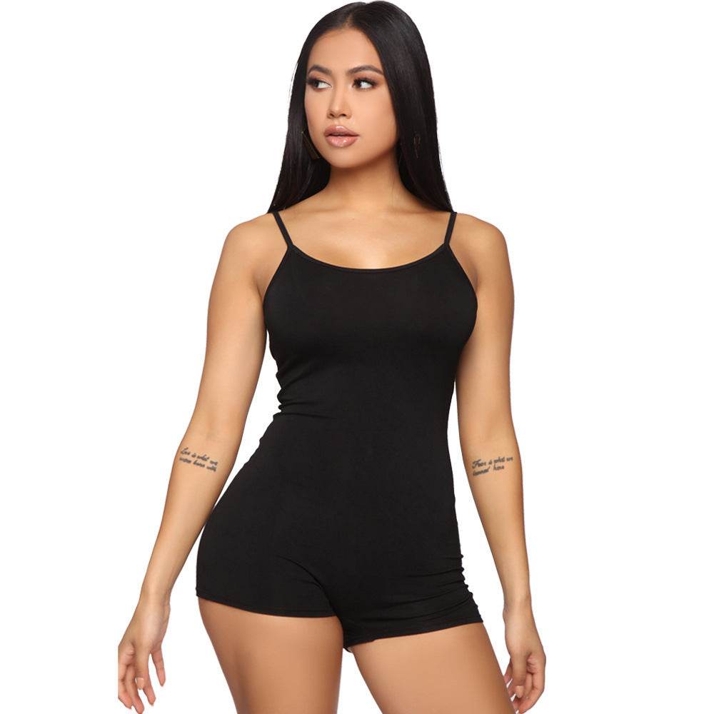 Women's One piece Athleisure wear Sleeveless Suspender Workout Yoga Short Jumpsuit - EX-STOCK Canada