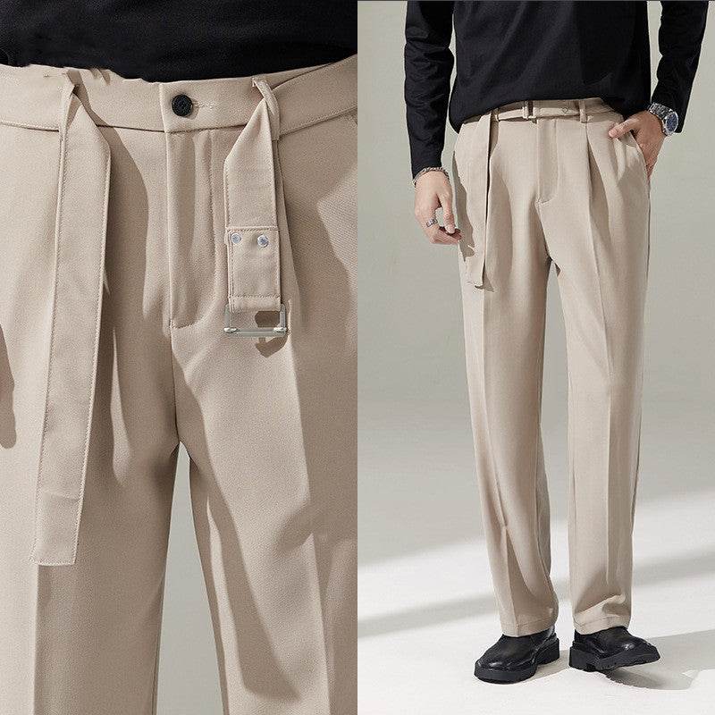 Detachable Belt Draping Wide-leg Suit Chinos Trouser For Men - EX-STOCK Canada