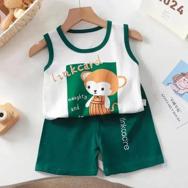 New Vest Suit Cotton Sleeveless Boy Summer Clothing Vest Two-piece Set for boys - EX-STOCK Canada