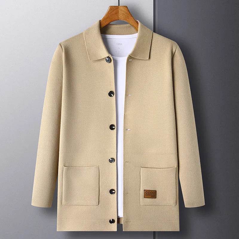 Cardigan Men's Knitted Turn-down Collar Coat Thin Loose Sweater - EX-STOCK Canada