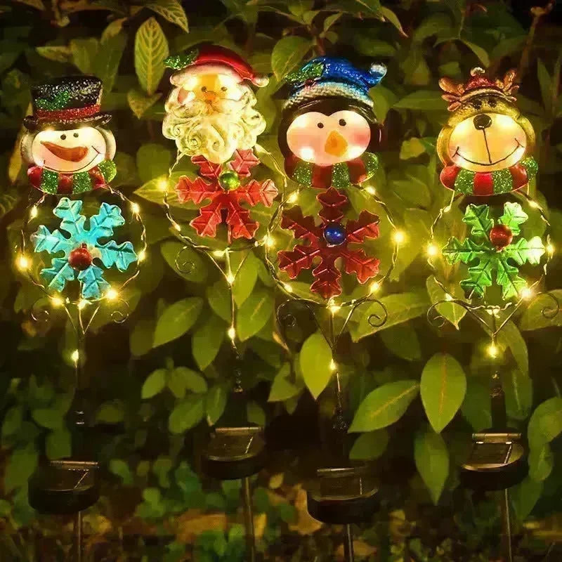 Solar Christmas Led Snowman Elk Ground Plug Light - EX-STOCK CANADA