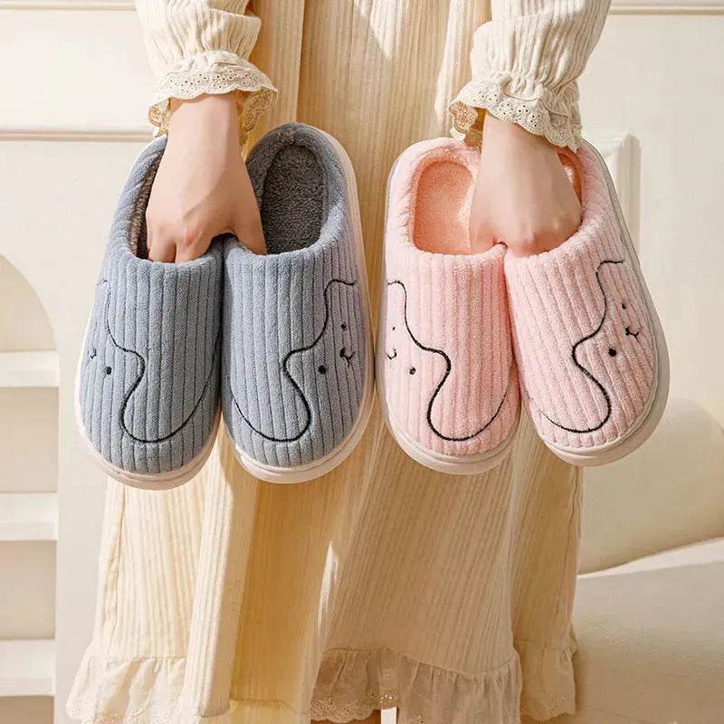 Striped Cat Slippers Indoor Couple Non-slip Floor Bedroom Slipper Winter Warm Plush House Shoes Women Men - EX-STOCK Canada