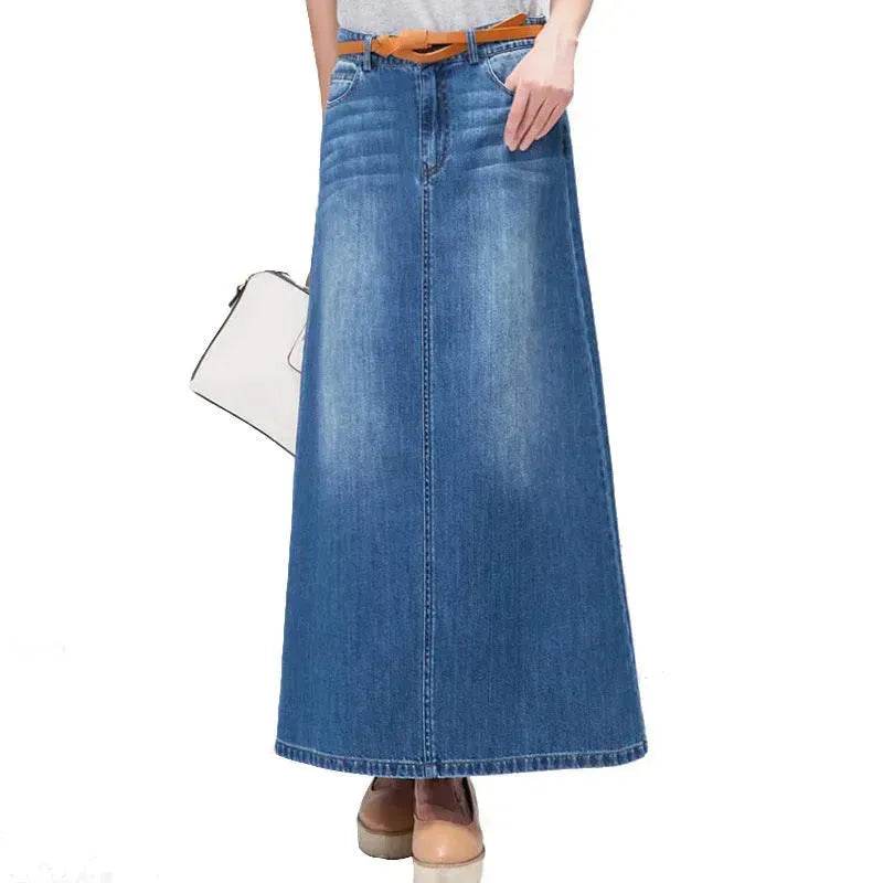Women's Plus Size Mid-length A- Line Denim Skirt Denim long skirt maxi jean skirt - EX-STOCK Canada