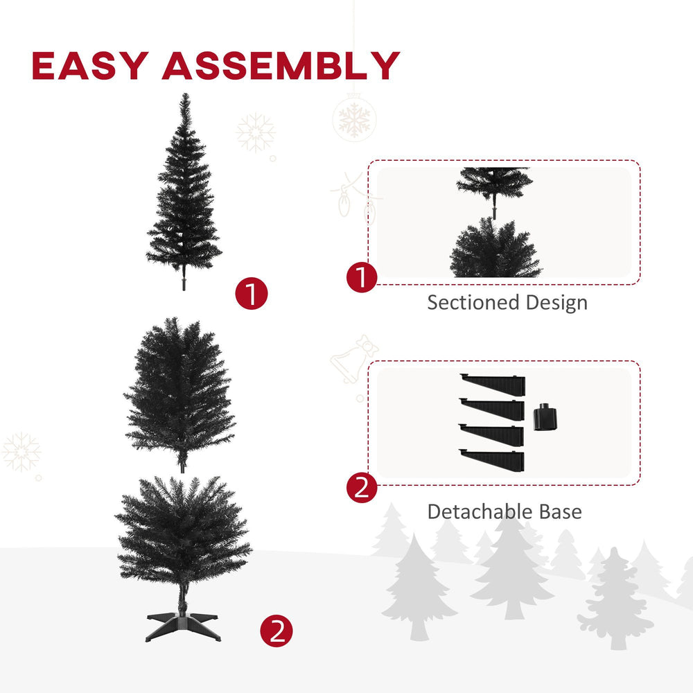 6 Pencil Christmas Tree, Slim Artificial Xmas Tree With Realistic Branches, Sturdy Metal Stand, Black EX-STOCK Canada