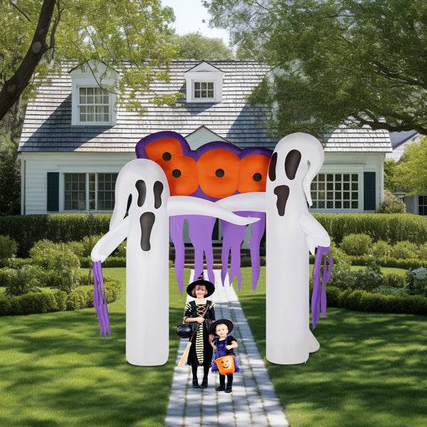 9.8ft White Ghost Arch 3 LED Lights And 2 Colorful Light Plates Halloween Inflatable Decoration - EX-STOCK Canada