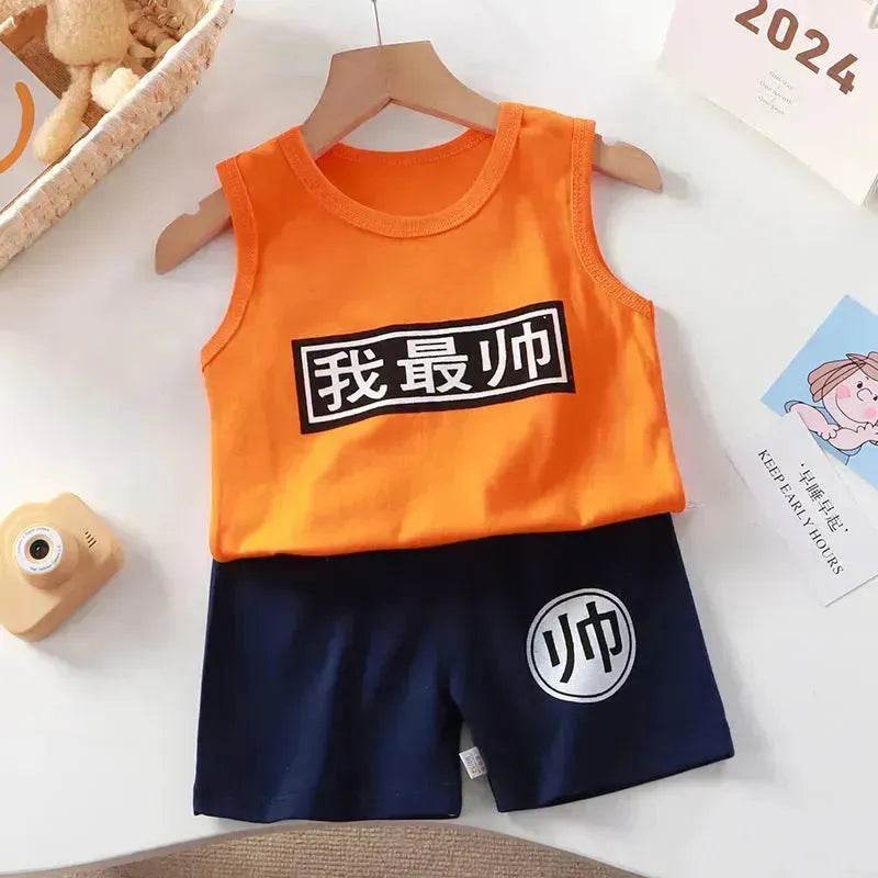 New Vest Suit Cotton Sleeveless Boy Summer Clothing Vest Two-piece Set for boys - EX-STOCK Canada