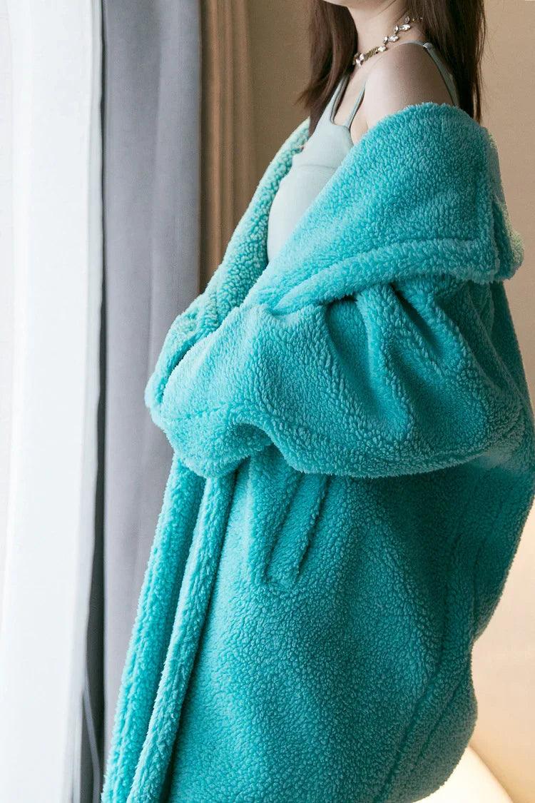 Plush Coat Ladies Long Lamb Coat Winter EX-STOCK Canada