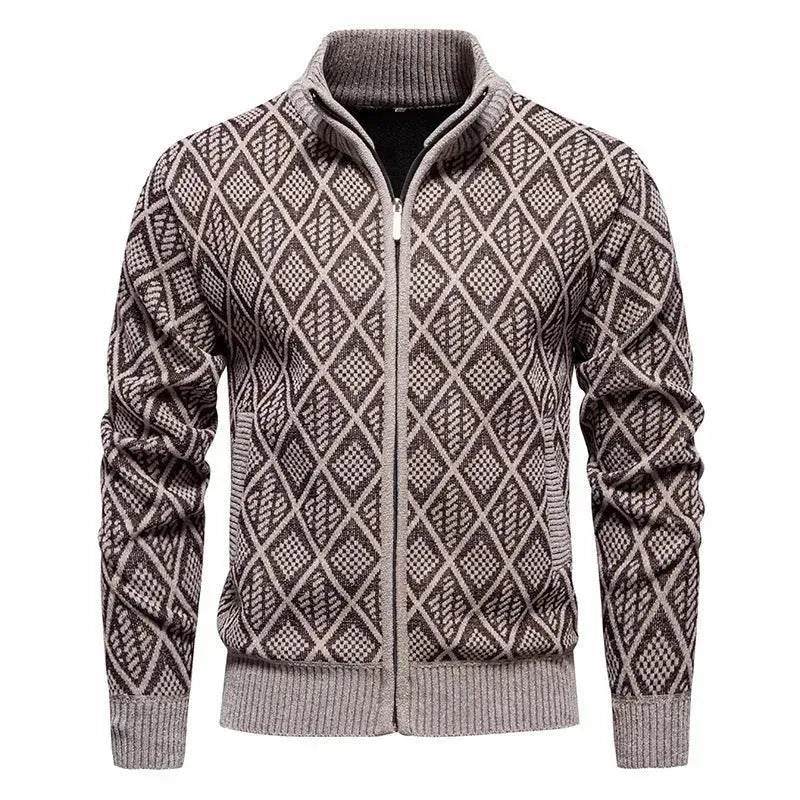 2025 Fall Winter Men Fleece-lined Thick Stand Collar Sweater Cardigan for men - EX-STOCK Canada