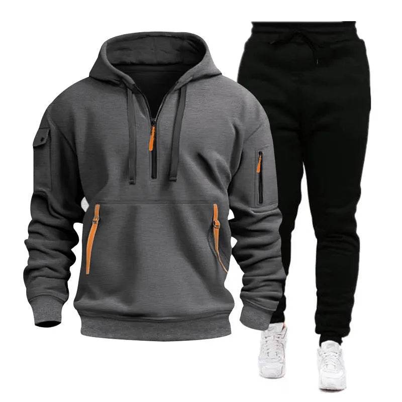 Men's pocket Half Zipper Hoodie Sweatshirt Pullover Sportswear - EX-STOCK Canada