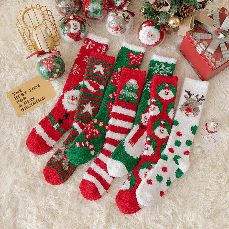 Coral Fleece Stockings Cartoon Thermal Christmas Room Socks - EX-STOCK Canada