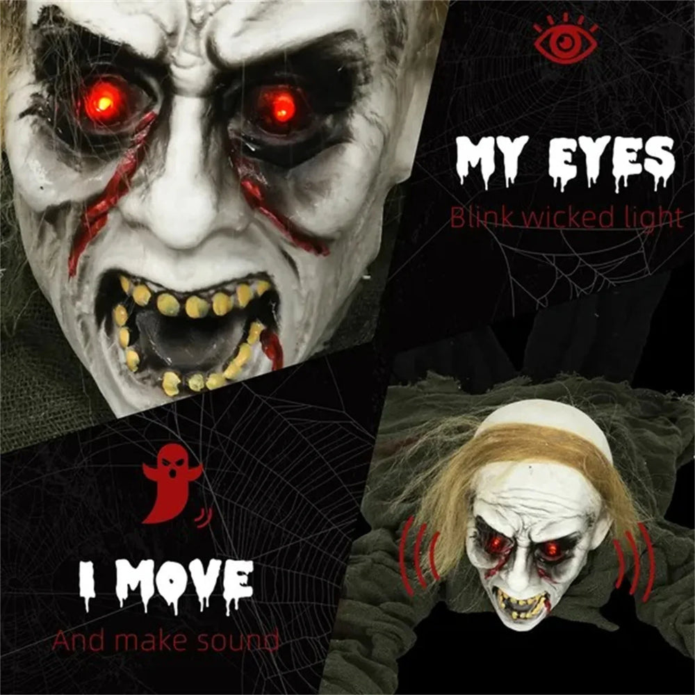 66 Outdoor Halloween Decoration Crawling Zombie, Animated Prop Decor With Sound Activated, Light Up Eyes EX-STOCK Canada