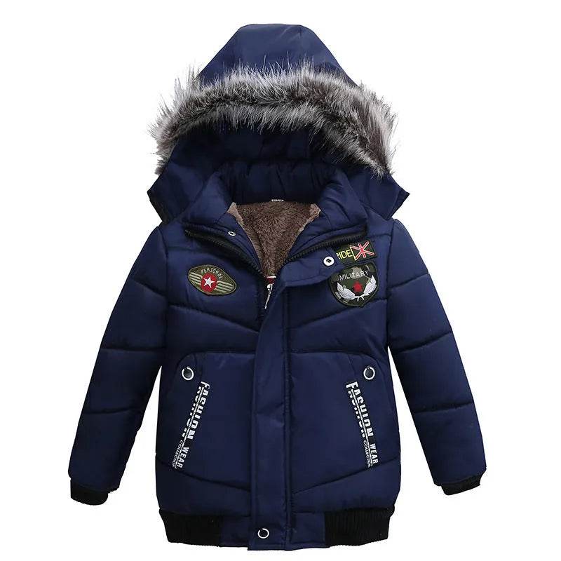Small Medium-Sized Boys Cotton-Padded Fur Hoodie Winter Jackets for kids - EX-STOCK Canada