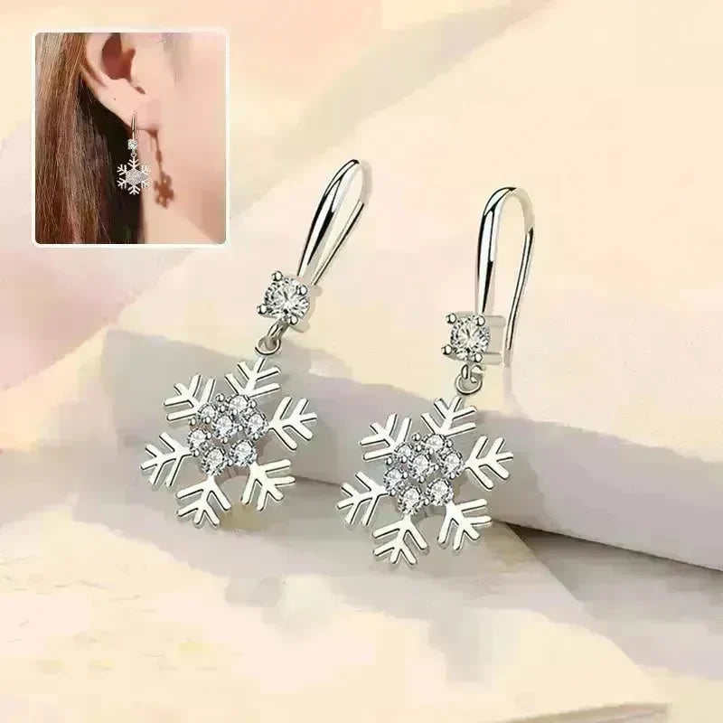 Temperament Snowflake Earrings With Rhinestones Fashion Personalized Christmas Earrings For Women Jewelry - EX-STOCK CANADA