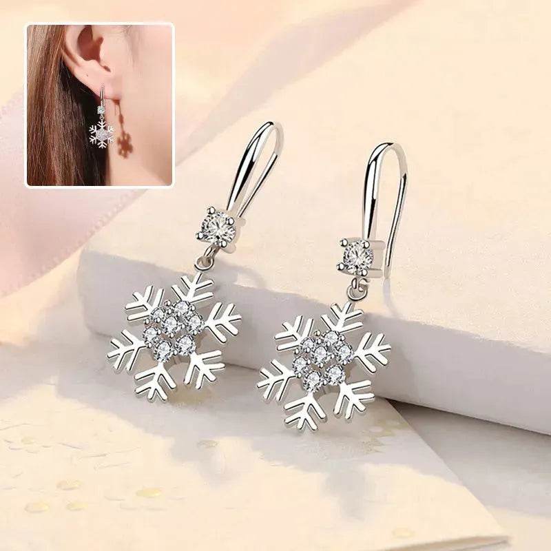 Temperament Snowflake Earrings With Rhinestones Fashion Personalized Christmas Earrings For Women Jewelry - EX-STOCK Canada