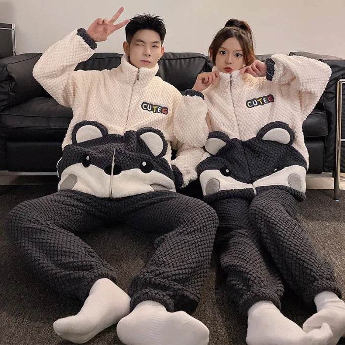 Fashion Casual Embossed Velvet Couple Pajamas - EX-STOCK Canada