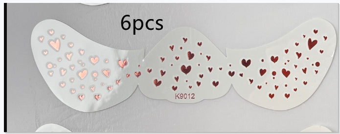 Set of 6 heart-shaped stickers on a gray background