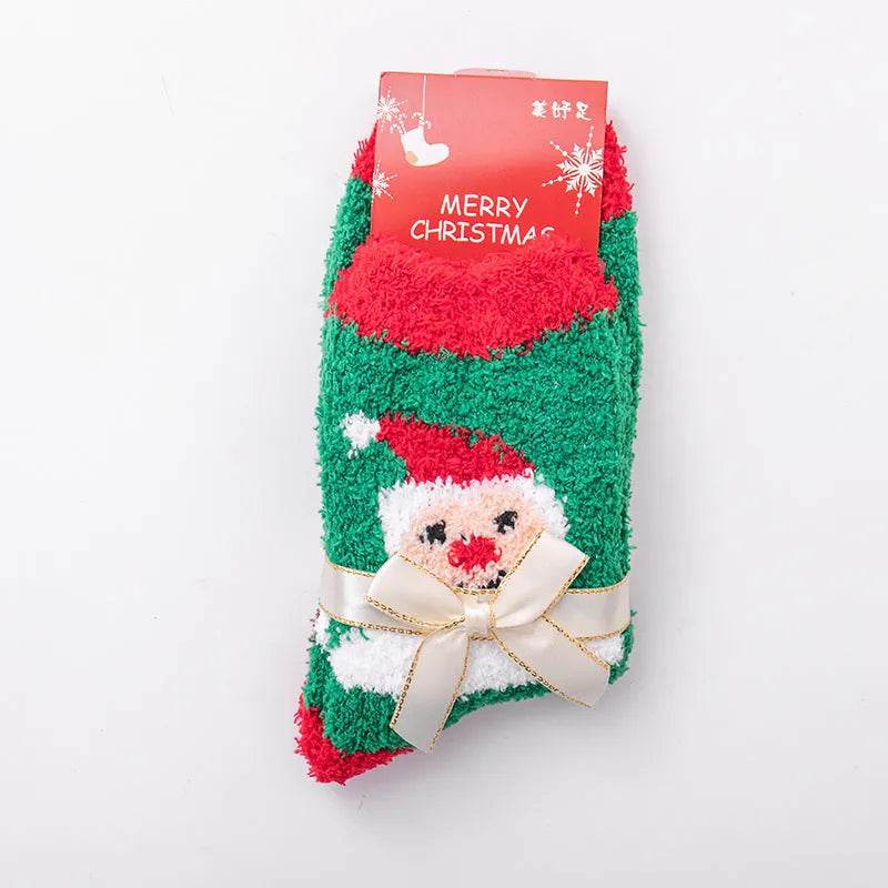 Winter Christmas Stockings Women's Thickened Bow Long Tube Fleece-lined - EX-STOCK Canada
