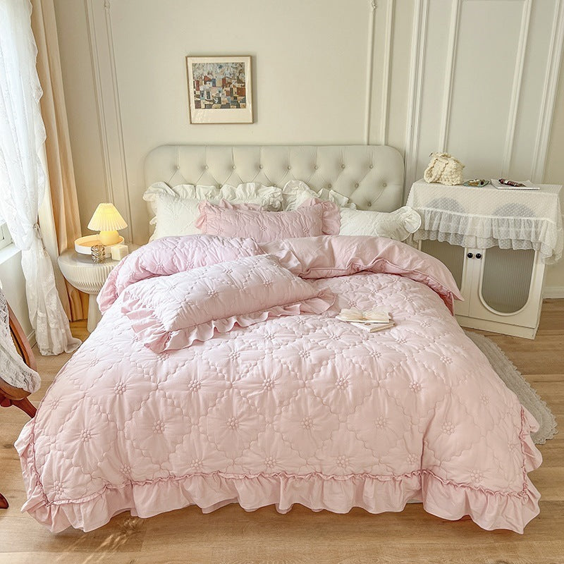 Washed Cotton Four-piece Set Girlish Heart Duvet Cover EX-STOCK Canada