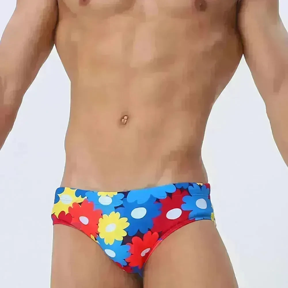 Flower Colorful Printing Swim Briefs - EX-STOCK CANADA