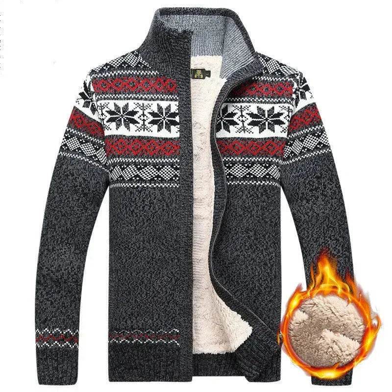 Men's Sweater Warm Velvet Sweatercoat Winter Wool Cardigan Male Casual Thicken Warm Fleece Christmas Sweater For Man - EX-STOCK Canada