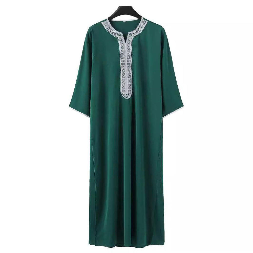 Thobe arabe traditionnel pour hommes, robe longue musulmane style moyen-oriental