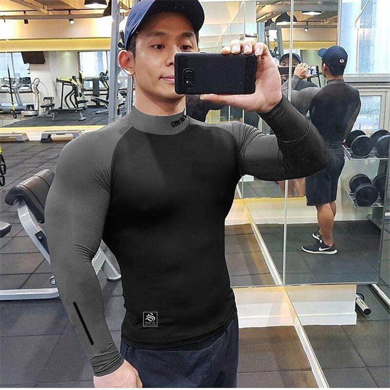 Muscle fit Long sleeve Gym shirt Sports Leisure Top for men - EX-STOCK Canada
