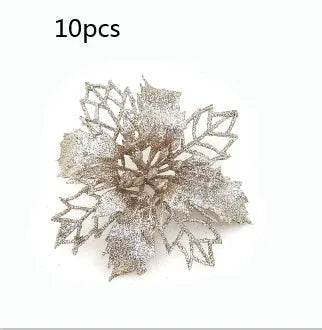 Glitter Artifical Christmas Flowers Christmas Tree Decorations For Home Fake Flowers Xmas Ornaments New Year Decor - EX-STOCK Canada
