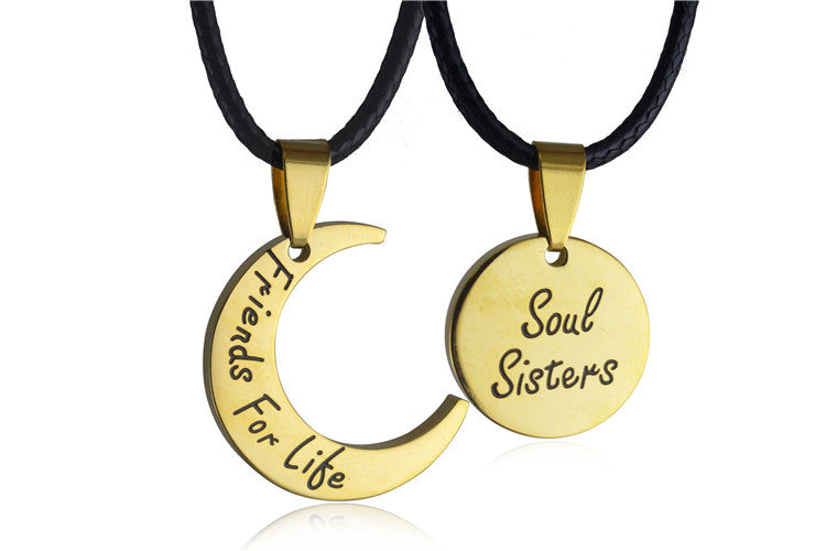 Collier Couple Lune et Soleil en Acier Inoxydable - EX-STOCK Canada