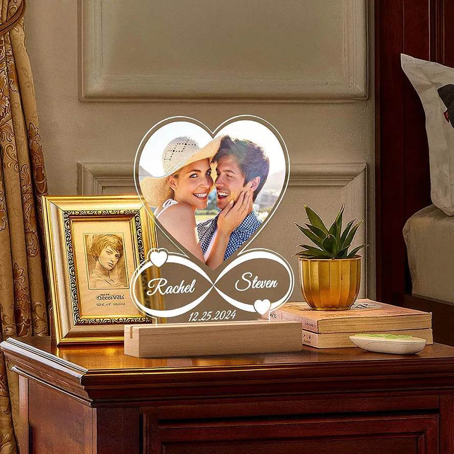 Customized Personalized Valentine Acrylic Lovers Night LED light picture frame - EX-STOCK Canada