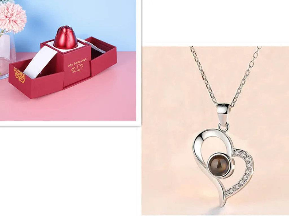 Hot Valentine's Day Gifts Metal Rose Jewelry Gift Box Necklace For Wedding Girlfriend Necklace Gifts - EX-STOCK Canada
