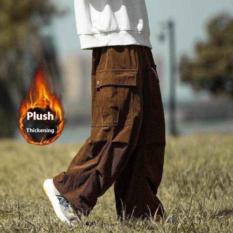 Autumn And Winter Straight Casual Wide-leg Corduroy Baggy Cargo Pant Overalls Men - EX-STOCK Canada