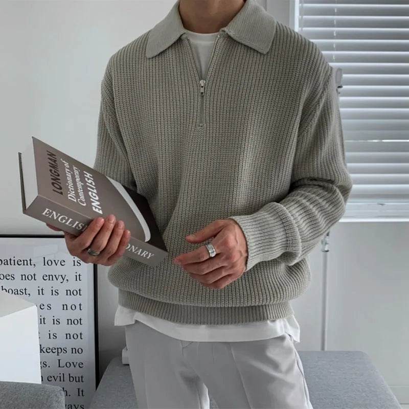 Lapel Sweater Men's Winter Loose Lightly Mature Knitwear Trendy - EX-STOCK Canada