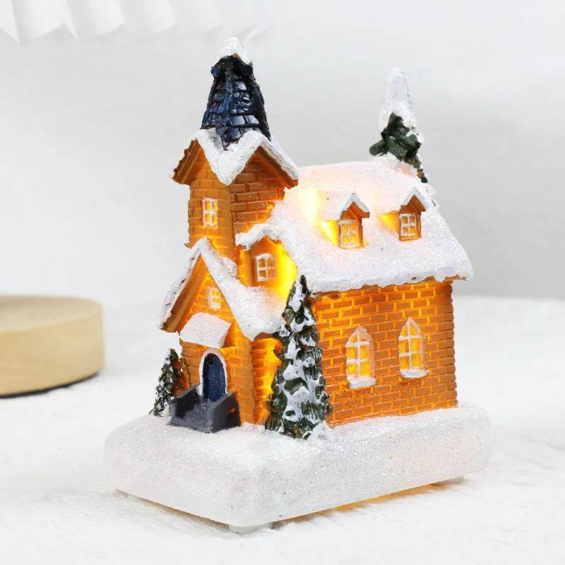 Christmas Decorations Resin Small House Luminous Ornaments - EX-STOCK Canada