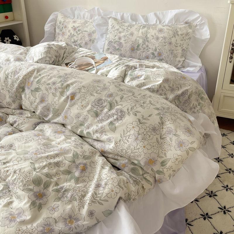 Four-piece Bed Set Washed Cotton Duvet Cover Sheets EX-STOCK Canada