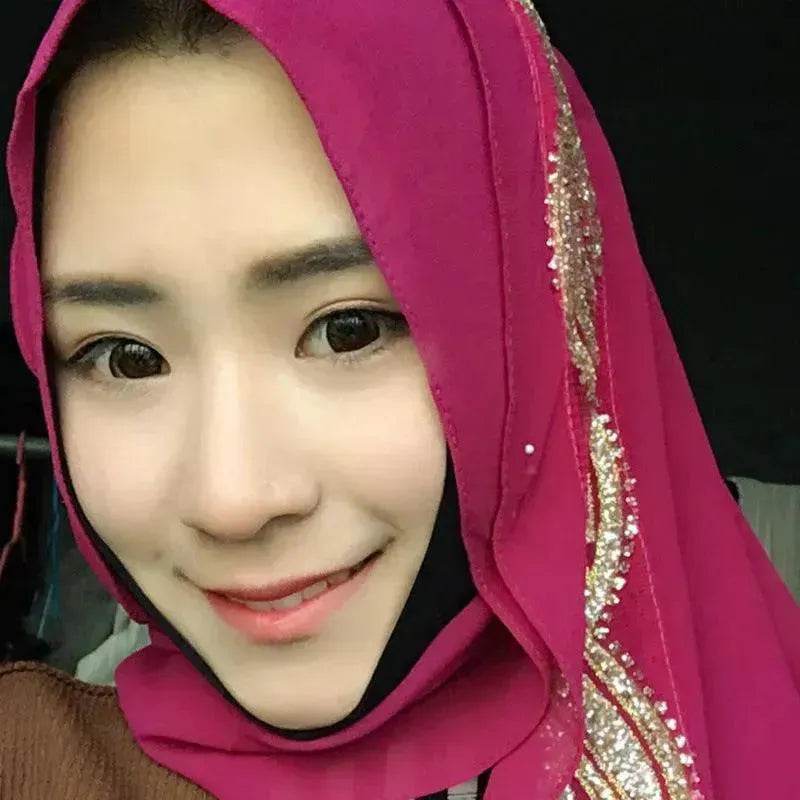 Arab Chiffon sprinkled gold long scarf - EX-STOCK Canada