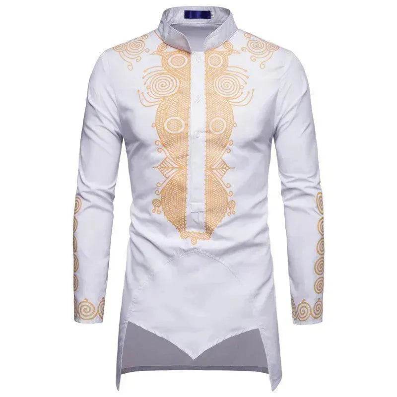 Fashionable and Elegant ArabMen's Personality Bronzing Long Sleeve Men's Kaftan Shirt Top Ramadan and Eid Shirt for Islamic Men - EX-STOCK Canada