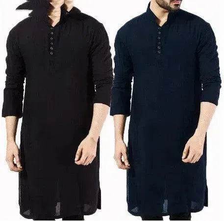 Fashionable and Elegant Arab Style Fashion Simple Long Men's Shirt Arab Robe Moroccan Men's Jalabiya - EX-STOCK Canada